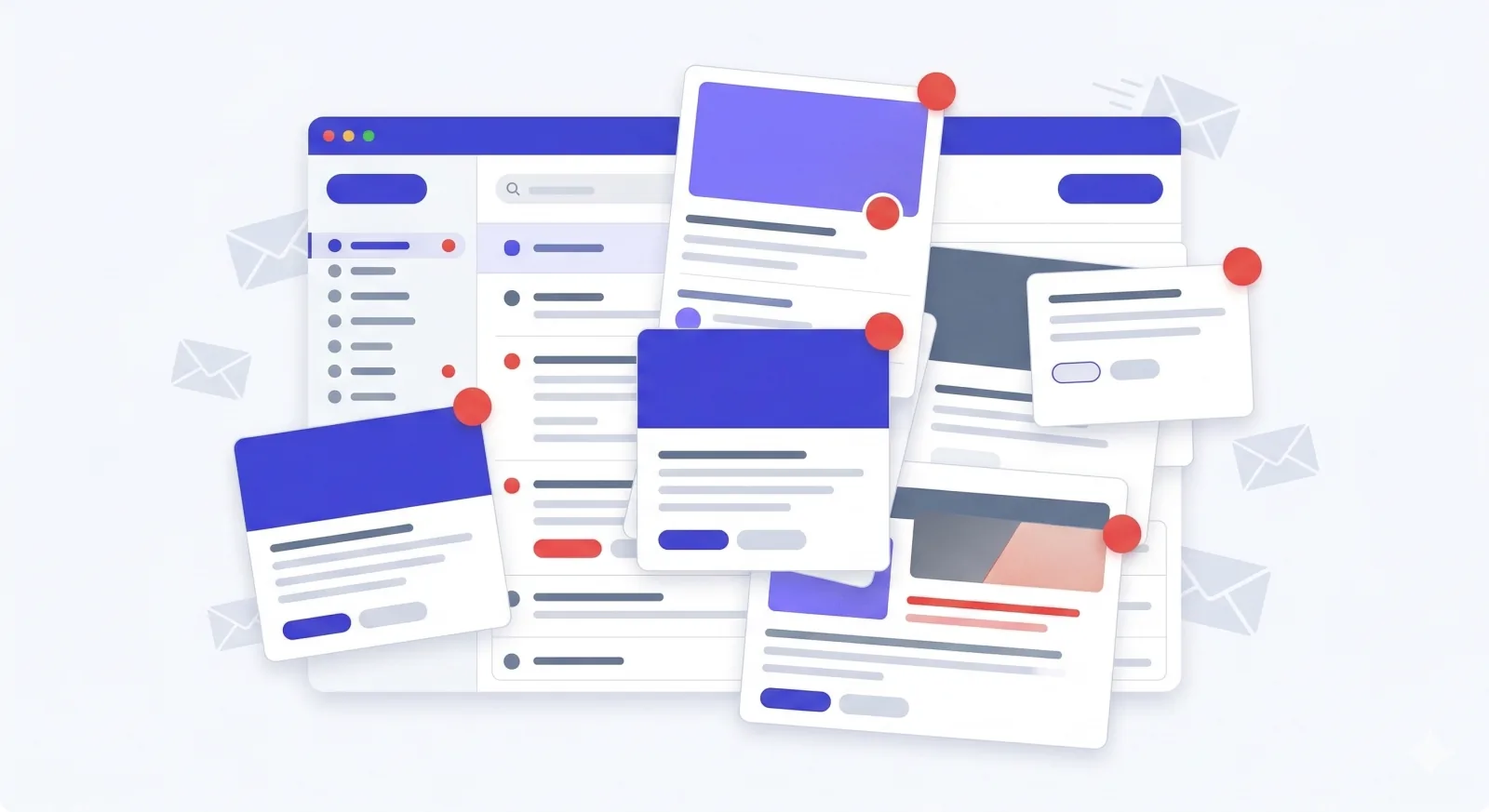 Inbox with newsletter clutter and unread overload